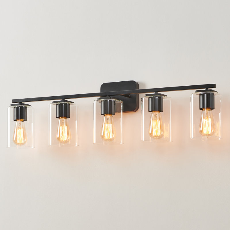 Éclairage pour meuble-lavabo à intensité variable Kagan, Noir mat, 5, Clair