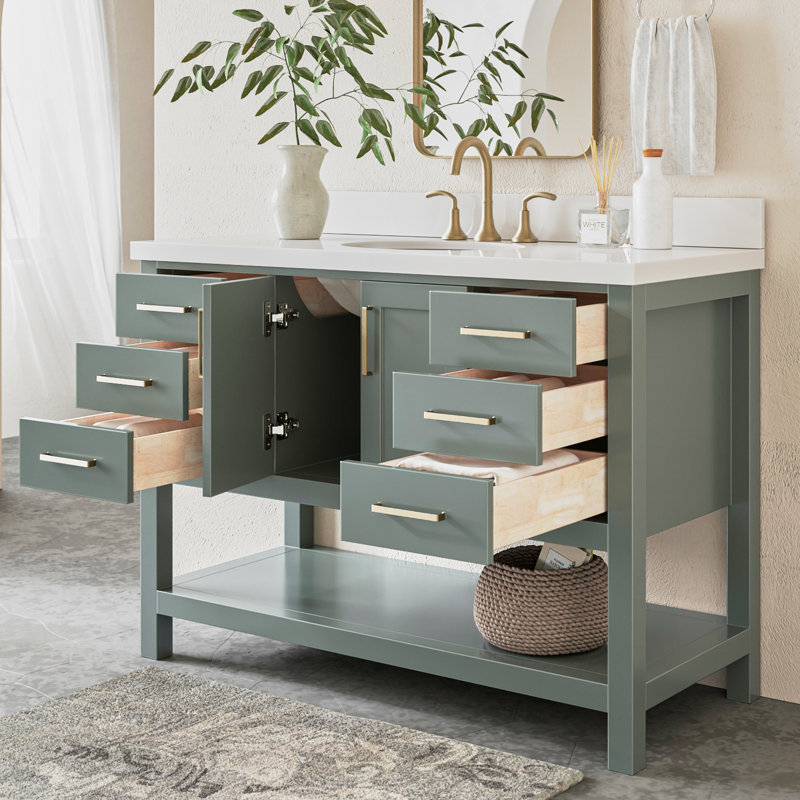 Magnolia Bath Vanity Rectangular Basin S049SWQ, Oval, Vintage Green