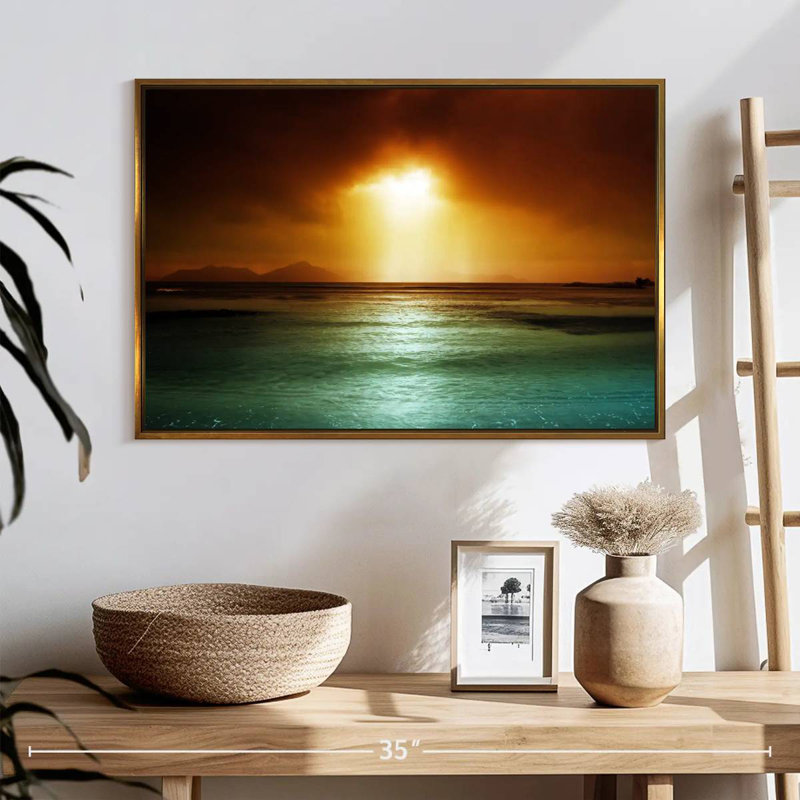Ciel de La Digue, Seychelles, 25 po x 17 po, Cadre flottant doré