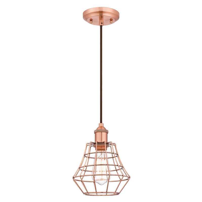 Luminaire suspendu géométrique 1 lumière Trinh, Nickel brossé, H 10,91 po x l 7,6 po x P 7,6 po
