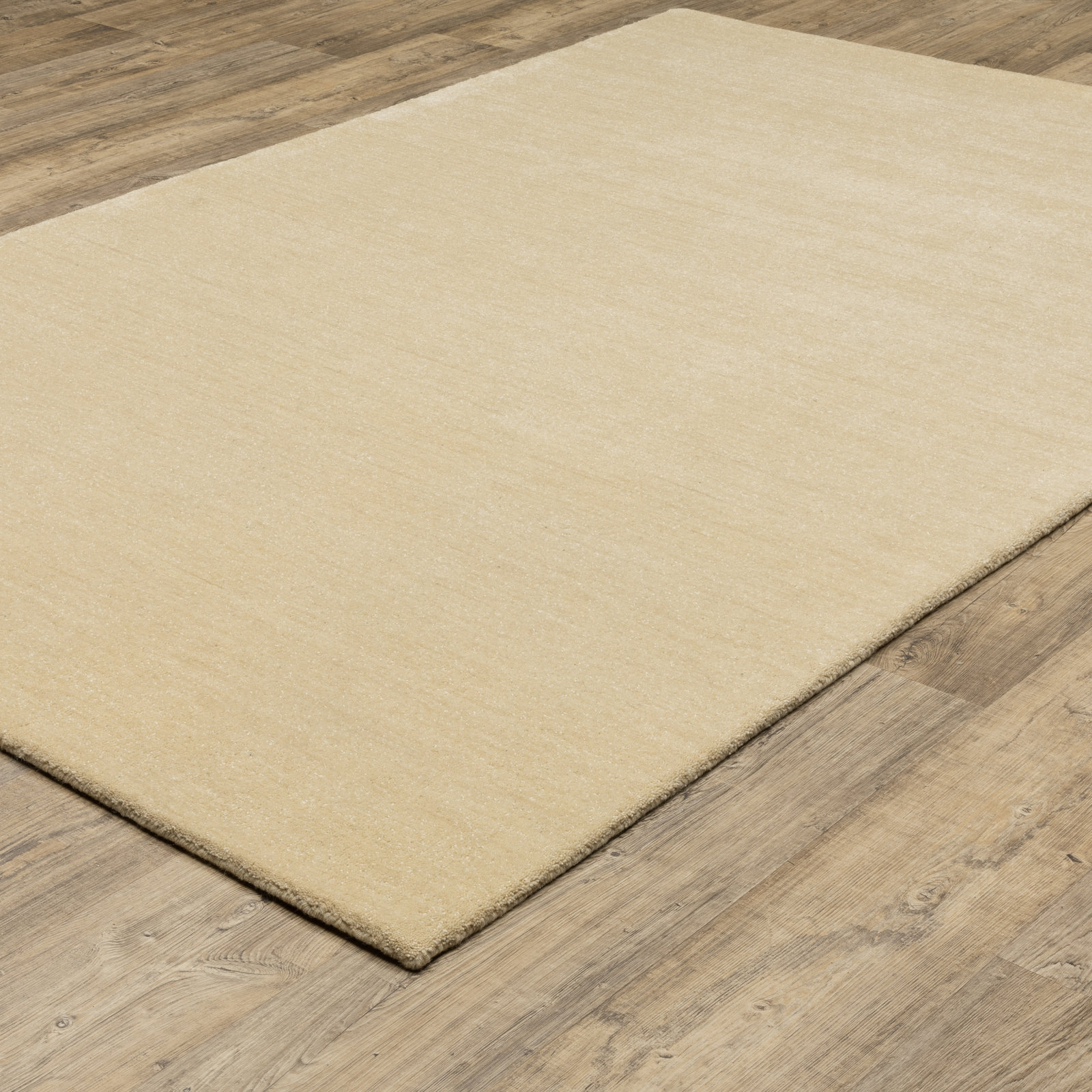 Yolandi Beige Hand-Woven Wool Rug, Rectangle 5' x 8'