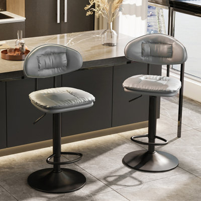 Breeaunna Swivel Upholstered Adjustable Height Counter Stool with Metal Frame