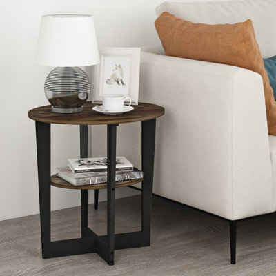 Ensemble de tables de bout ovales à pieds croisés avec rangement