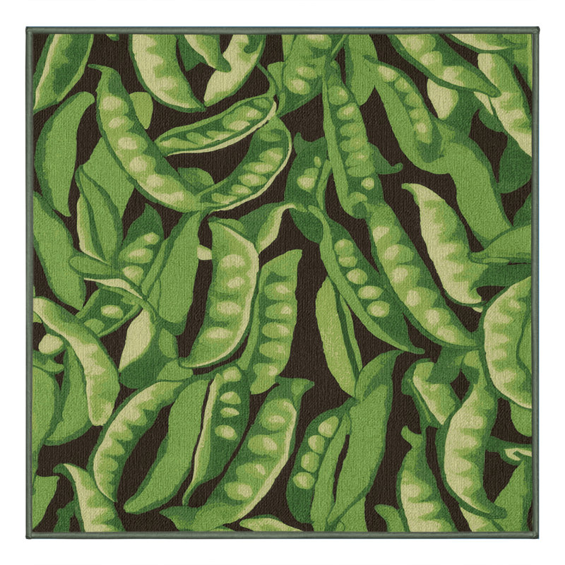  Tapis lavable avec pois et légumes, Carré 4 pi
