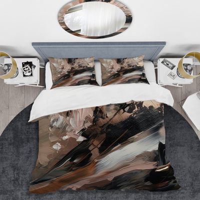 Ensemble de housse de couette en microfibre / polyester brun et noir Beyond Boundaries II
