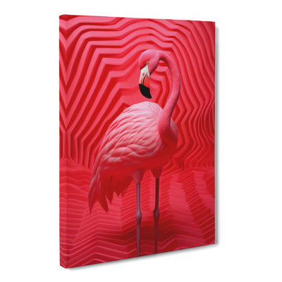 Flamingo Op - Wrapped Canvas Print