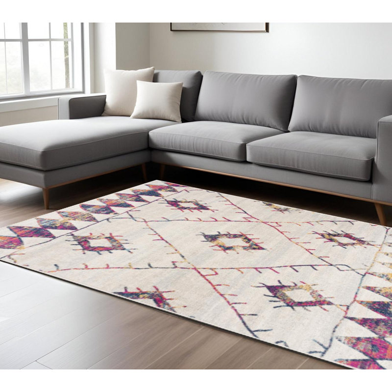 Tapis crème abstrait Kymiere, Rectangle 9 pi x 13 pi