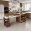 Îlot de cuisine extensible de 80 po de largeur avec plateau en faux marbre, table de salle à manger à abattants et prises intégrées-1515610799