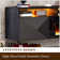 Bhhatu Modern Floating Fireplace TV Stand with Storage & High Gloss Geometric Doors