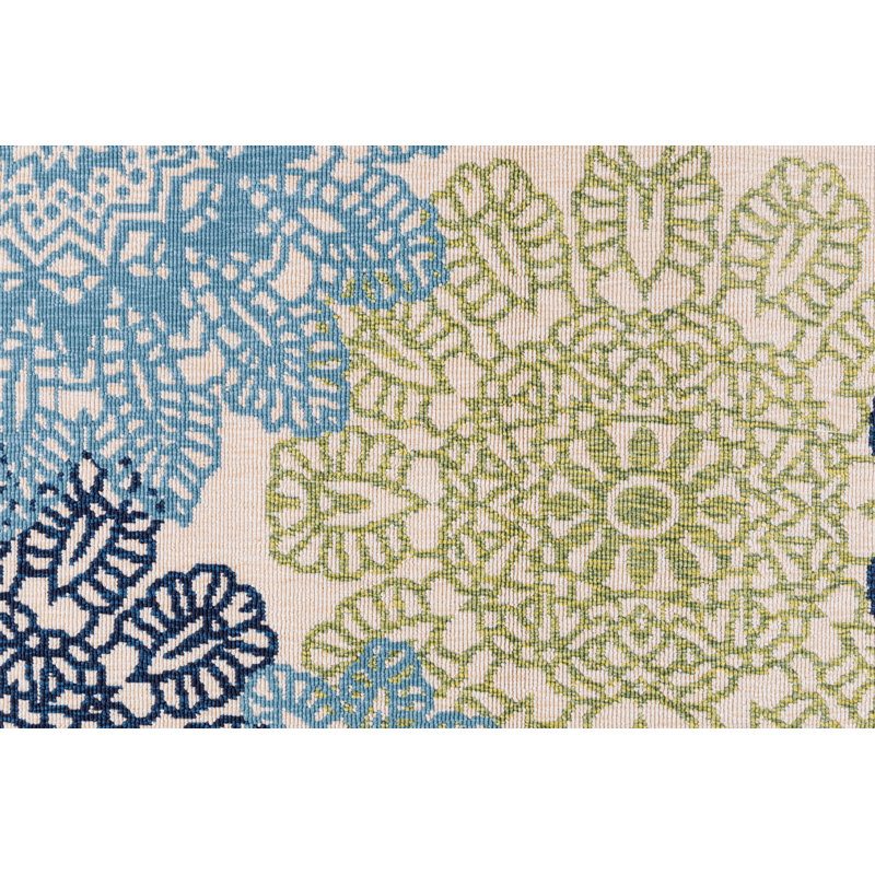 Magnifique tapis d'intérieur / extérieur vert Keeble, Rond 5 pi 2 po