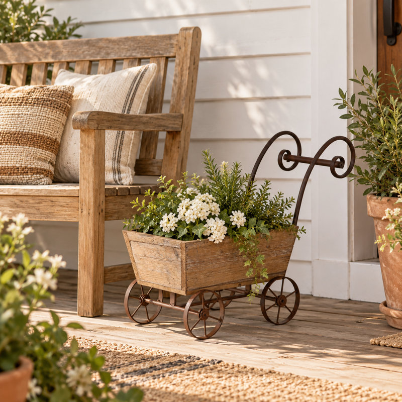 Jardinière en bois et métal Vintage Farmhouse