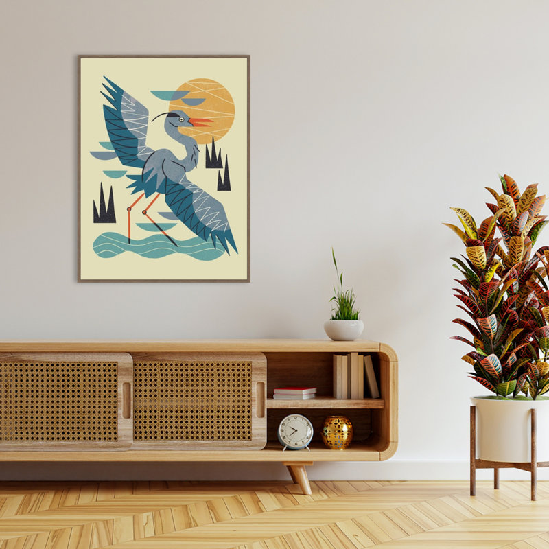Stretching Heron par Renea l. Thull, reproduction d'art sur toile encadrée, 32 x 42