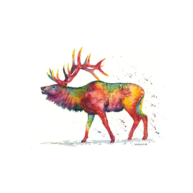 Rainbow Wapiti 1 Piece Wall Art on Canvas, 101.6 cm H x 66.04 cm W, No Frame