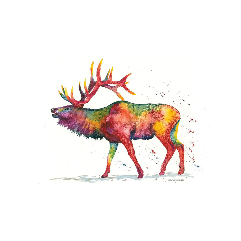 Rainbow Wapiti by Dave Bartholet - Gallery-Wrapped Canvas Giclée on Canvas, 20.32 cm H x 30.48 cm W, No Frame