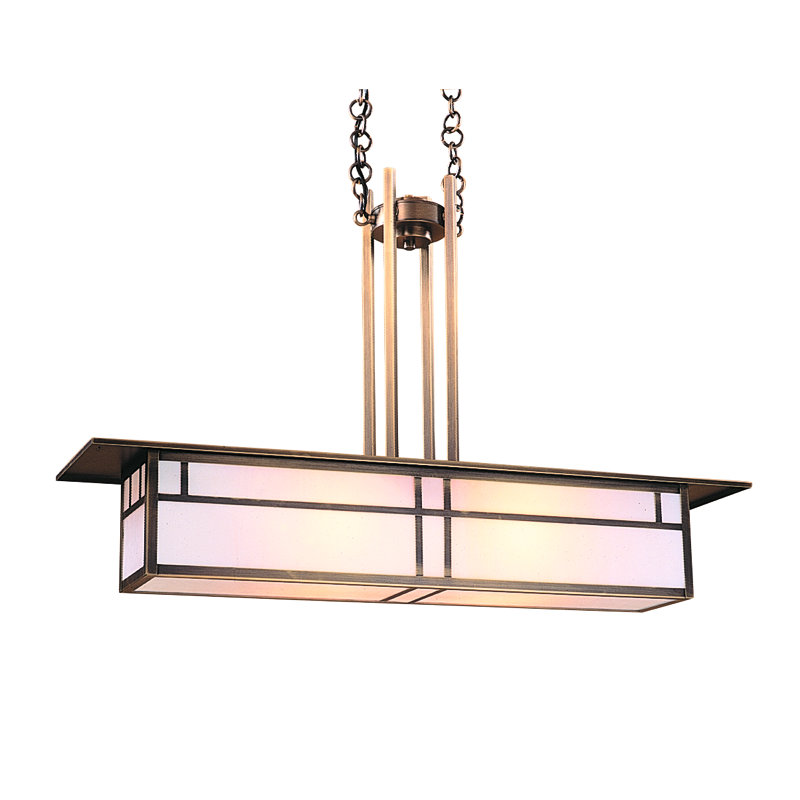 Huntington 2 - Light Pendant, Double T-bar, Bronze, White Opalescent