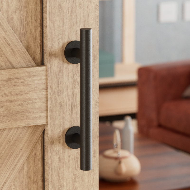 Matte Black Steel Indoor Barn Door Handle Set
