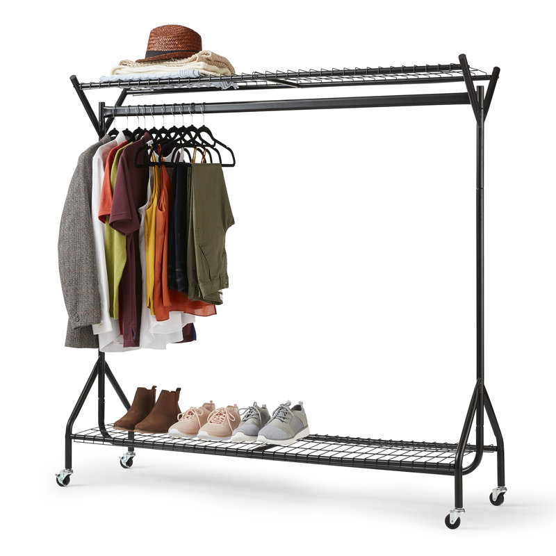 120Cm Rolling Clothes Racks, 150cm H x 150cm L x 46.5cm D