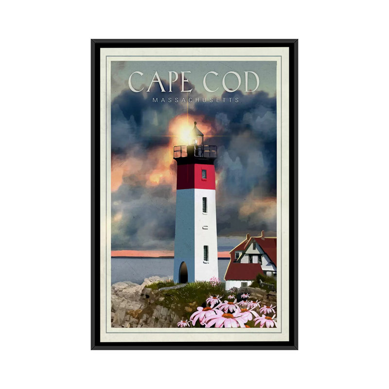 «Cape Cod», impression sur toile, H 26 po x l 18 po x P 1,5 po, Toile avec cadre noir, Pas de tapis