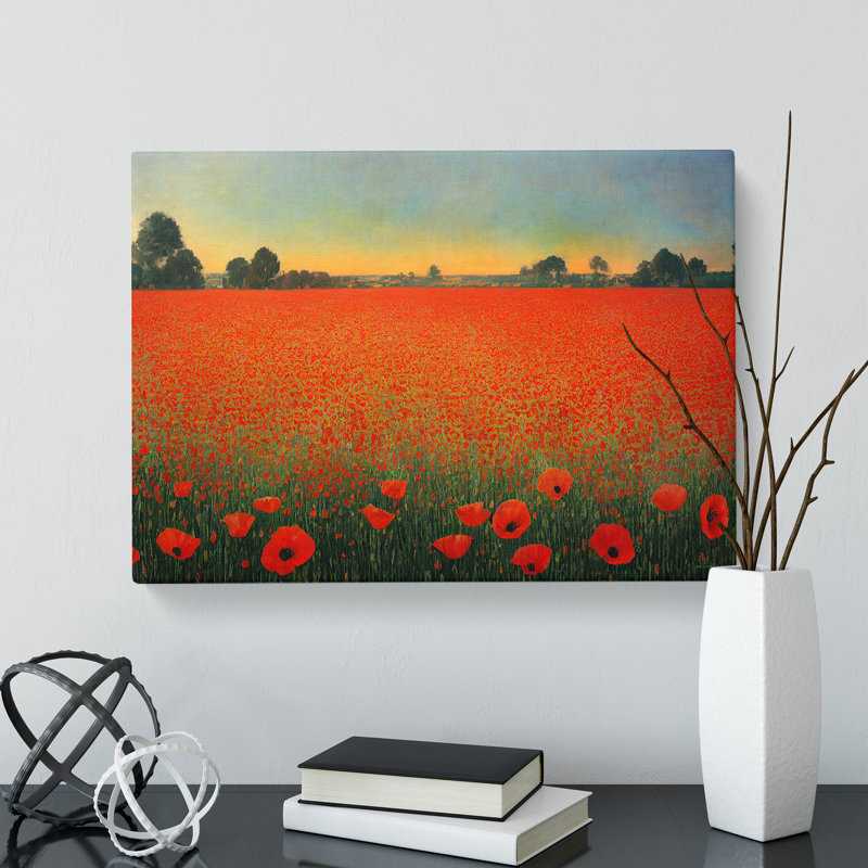 Intense Poppy Field Flowers - Wrapped Canvas, 40cm H x 60cm W x 3cm D
