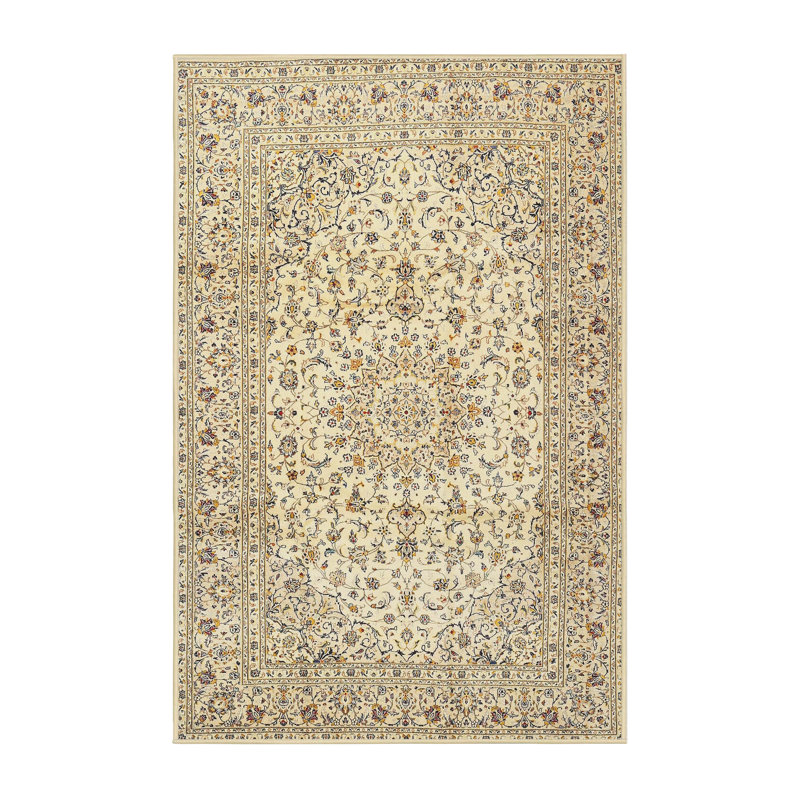Tapis beige/noir traditionnel Attah, Rectangle 5 pi x 7 pi