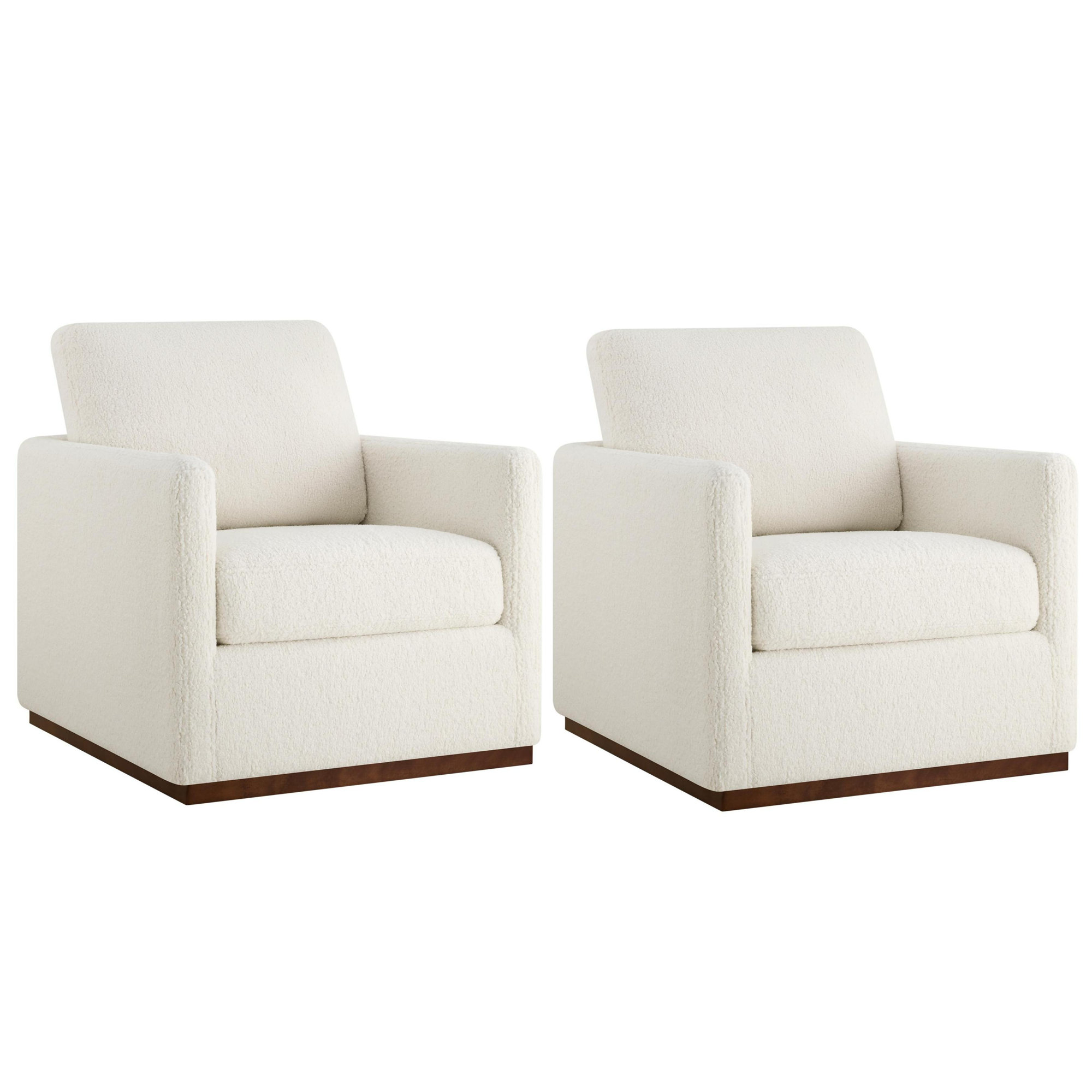 Bobbi Upholstered Swivel Armchair (Set of 2), Aries Cream Fabric