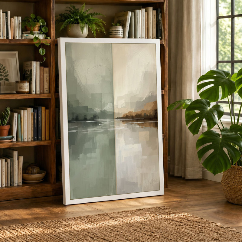 Divided River Light Minimalist - Wrapped Canvas, 36x24 - 91.4 x 61.0 cm, White Border