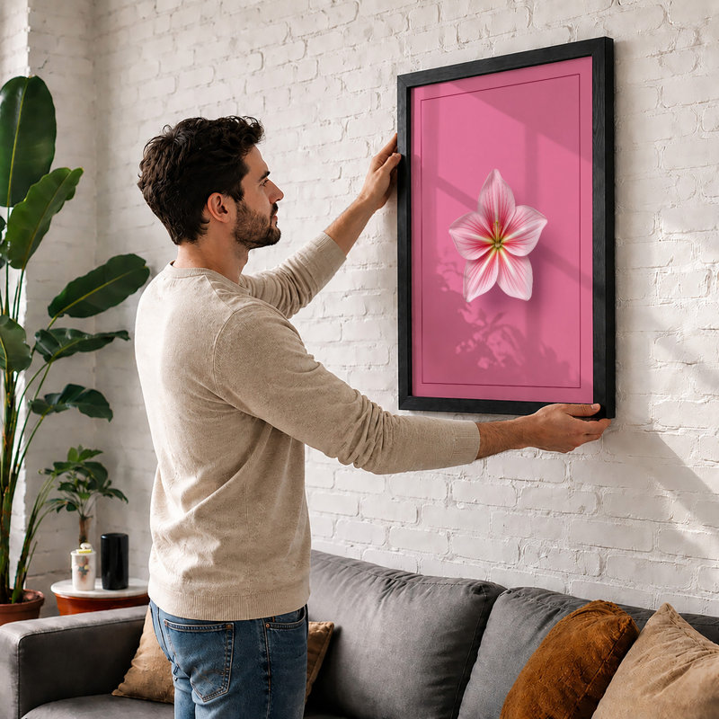 Pink Petals Botanical - Framed Print, A3 - 42.0 x 29.7 cm, White