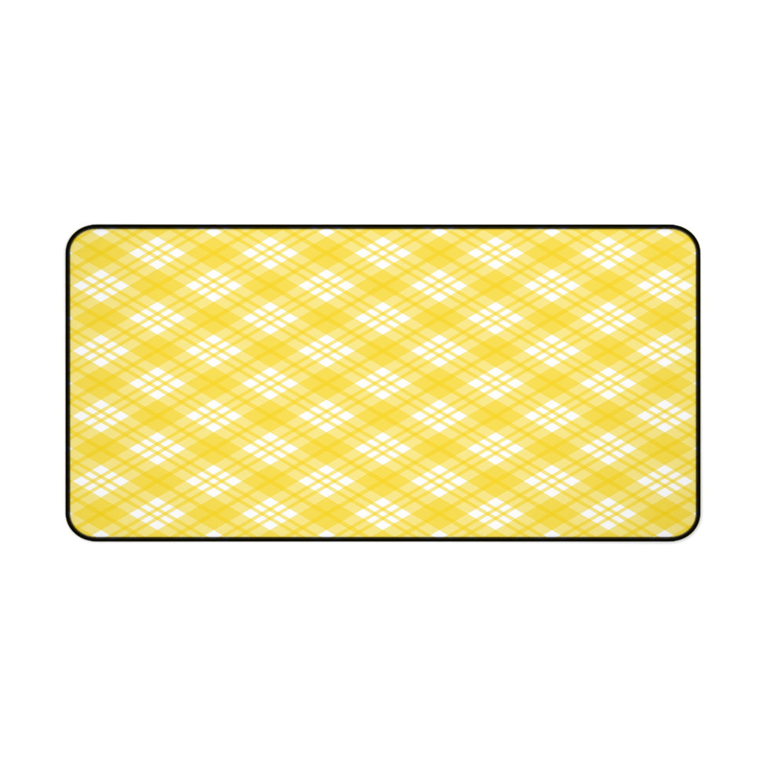Yellow Plaid Pattern Desk Mat