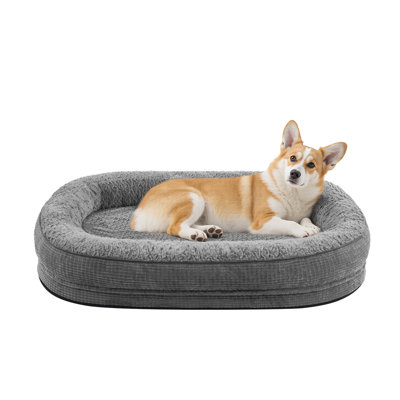 JOEJOY Orthopedic Dog Bed for Extra Large Dogs, Egg-Crate Memory Foam Pet Bed with Bolster Sides, Waterproof Lining, Removable Washable Cover & Non-Slip Bottom