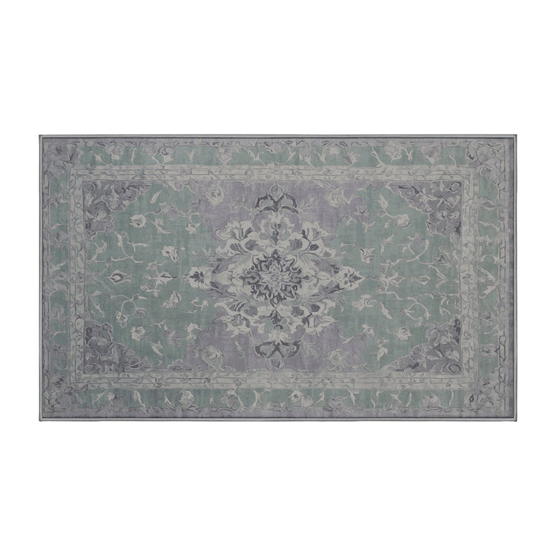 Machine Washable Gray Area Rug, Rectangle 2' x 3'