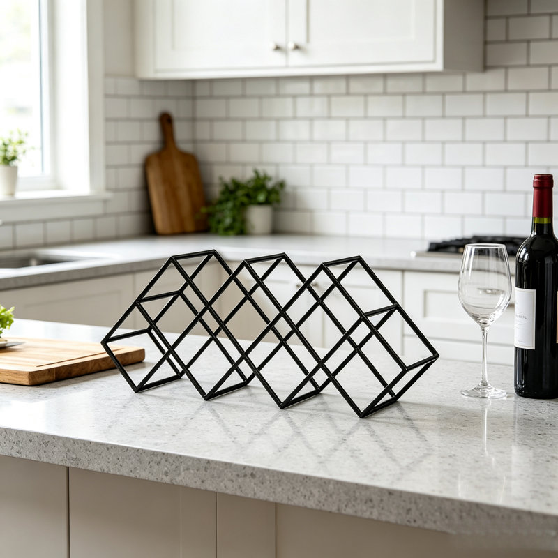 Support à vin de table en métal à motif géométrique Modern