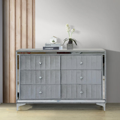 Mercer41 Scher Velvet 6 Drawer Dresser Fully Assembled with Gold Legs and  Trim & Reviews | Wayfair