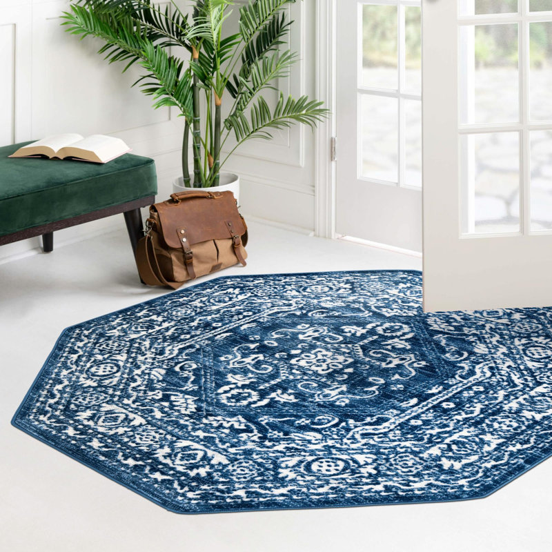 Tapis traditionnel urbain de couleur arctique, Octogone 5 pi 3 po