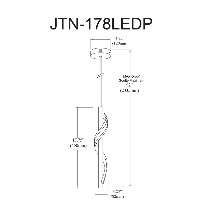 Luminaire suspendu géométrique à DEL 1 lumière