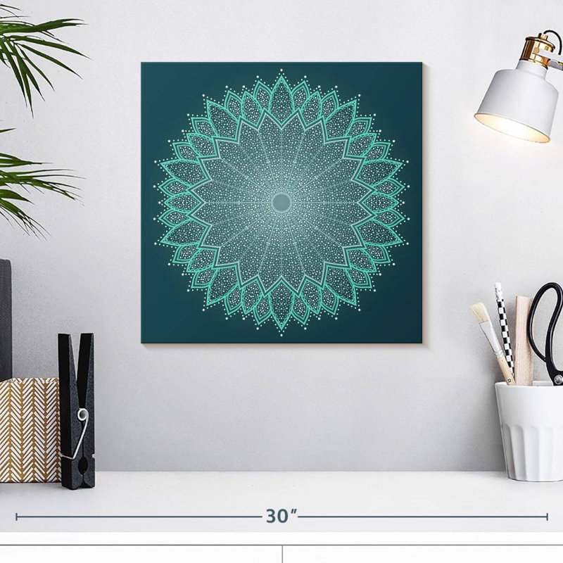 Mandala de couleur turquoise Kerner, H 16 po x l 16 po