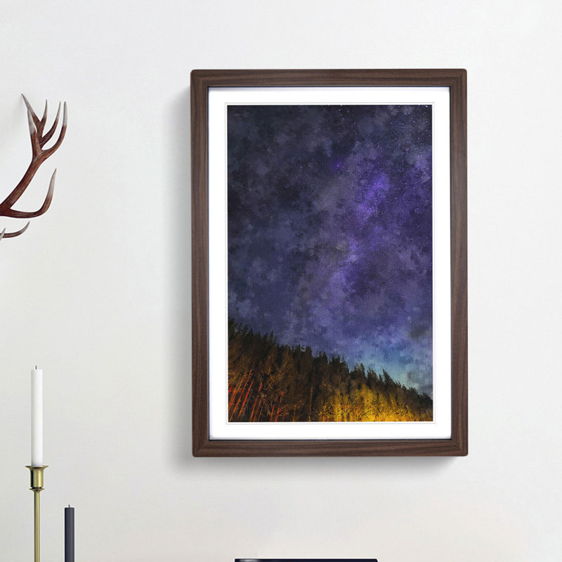 A Forest Beneath the Stars - Picture Frame Painting Print, 45cm H x 33cm W x 2cm D, Walnut Framed