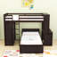Lit superposé avec bureau, tablettes et tiroirs, garde-robe-119617994-119617996