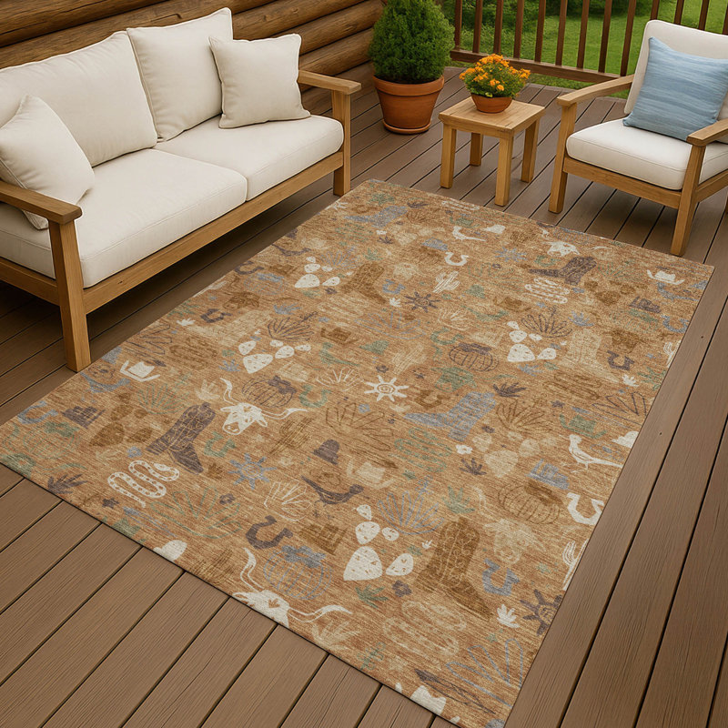 Tapis intérieur / extérieur lavable à la machine pour enfants Chantille ACN2512, Cuivre, Rectangulaire 3 pi x 5 pi
