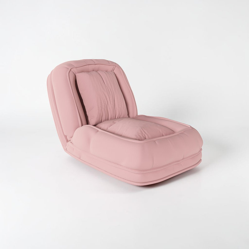 Foldable Upholstered Human Dog Bed With 5 Adjustable Position, Includes 2 Soft Pillows, Pink
