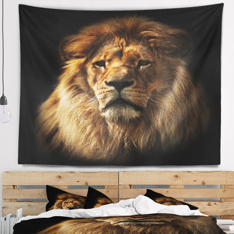 Portrait de lion avec tapisserie rich mane Animal, H 32 po x l 39 po