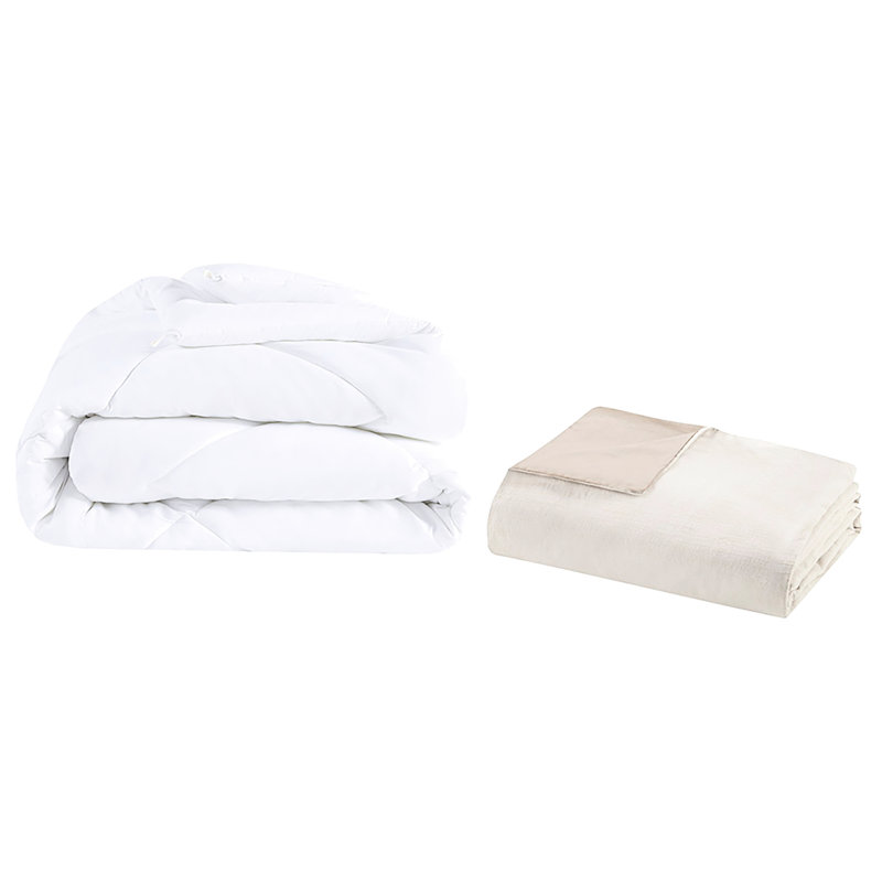 Housse d'édredon en coton biologique - très grand / très grand, couleur naturelle, surdimensionnée avec insert et lavable en machine avec literie 5 pièces très grand, insert amovible, rembourrage