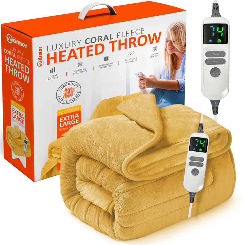 Heated Throw Blanket, Mustard