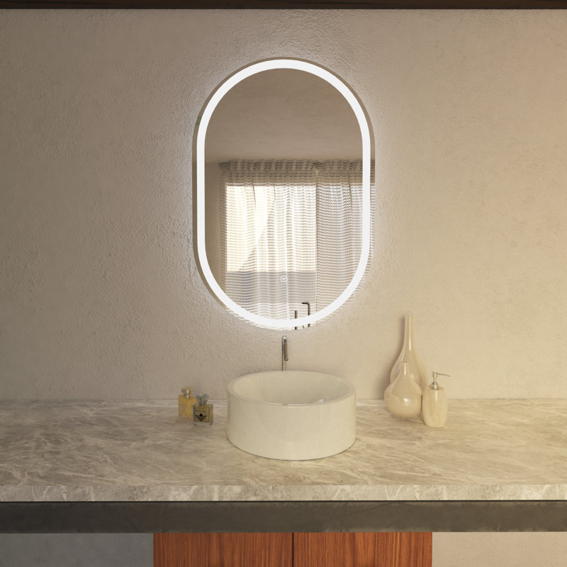 Grace 24X36 Oval Frameless LED Mirror With Memory Dimmer And Defogger, 36" x 24"