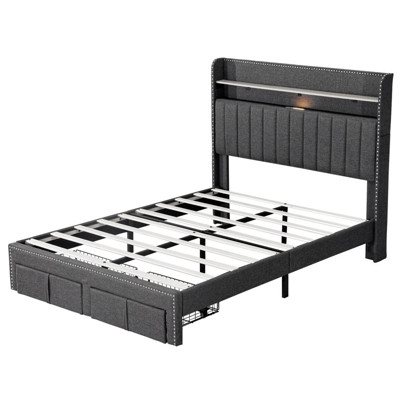 Behati Upholstered Storage Bed, Grey