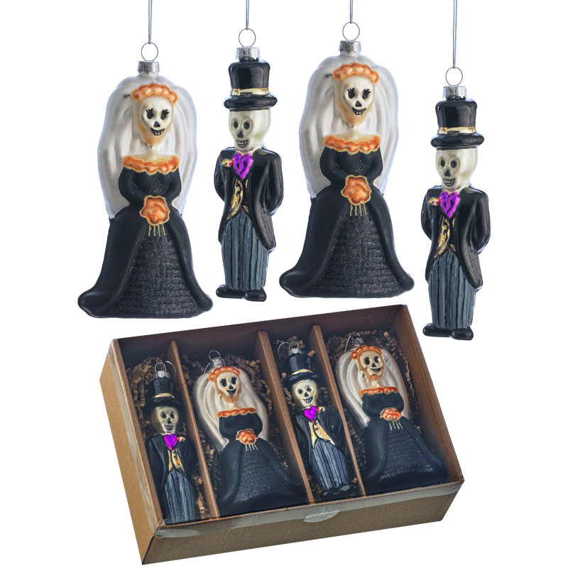 5.5" Glass Bride /Groom Skeleton Ornament