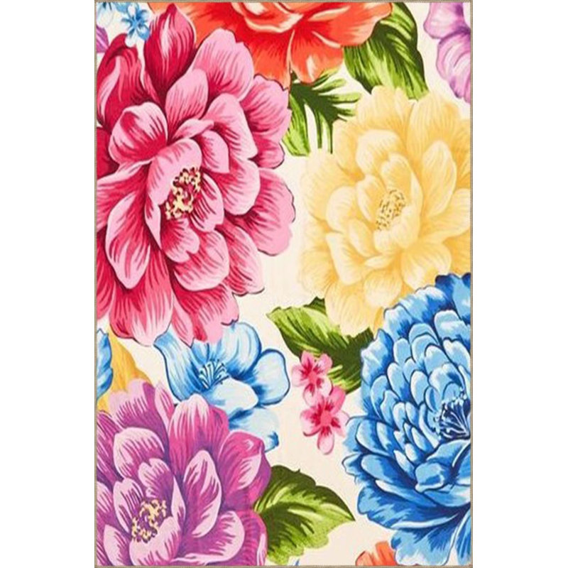 Tapis à motifs floraux de couleurs mélangées, Rectangle 5 pi 2 po x 7 pi 7 po