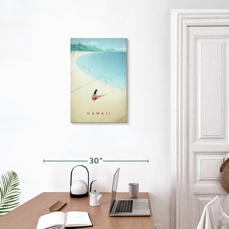 Affiche de voyage rétro Aime, visite d'Hawaï, H 24 po x l 16 po