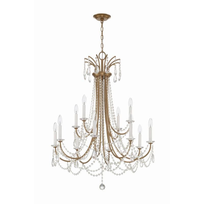 Jafus 12 - Light Dimmable Classic / Traditional Chandelier, Bronze/Gold