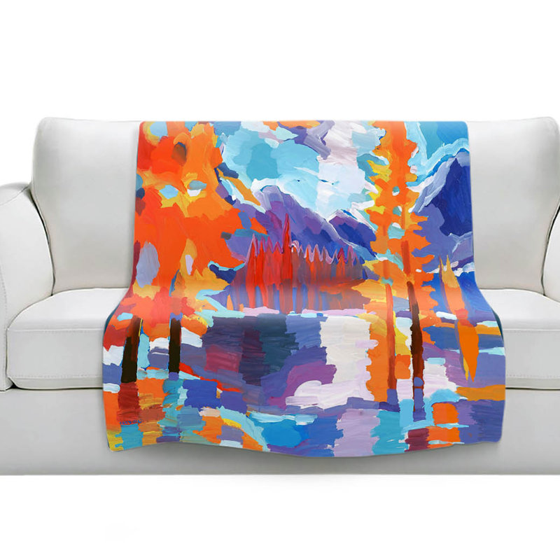 Couverture en sherpa doux à feuillage flamme long, l 68 po x L 80 po