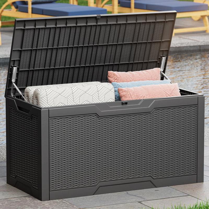 Balconera 100 Gallons Lockable Resin Deck Box, Black